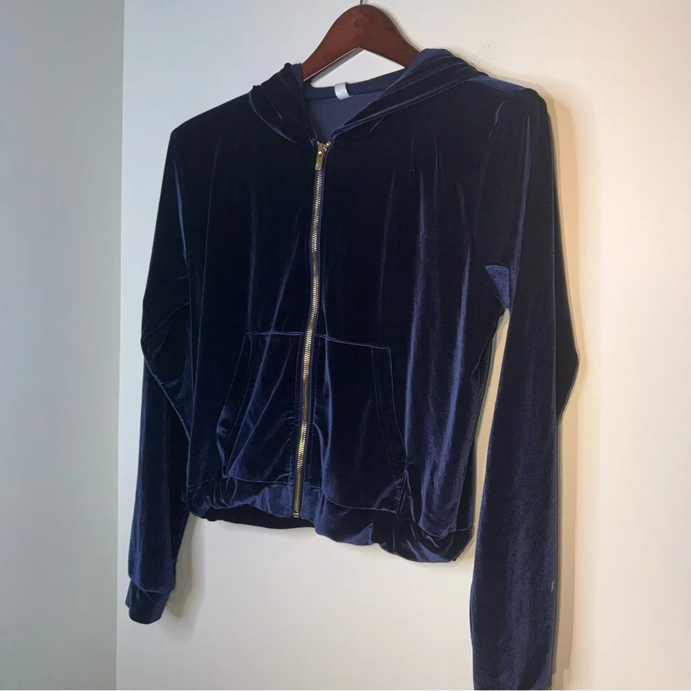 Fabletics Midnight Blue Velvet Donna Velour Hoodie - Picture 6 of 8